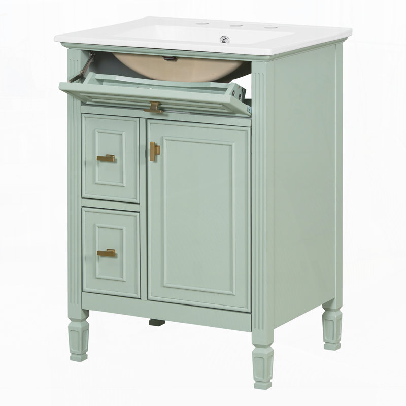 Meuble-lavabo de 24 po avec lavabo, Vert