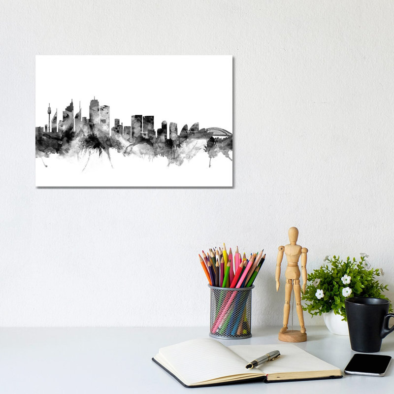 Sydney, Australia in Black and White by Michael Tompsett - 1 Piece Wrapped Canvas Wall Art, 20.32 cm H x 30.48 cm W