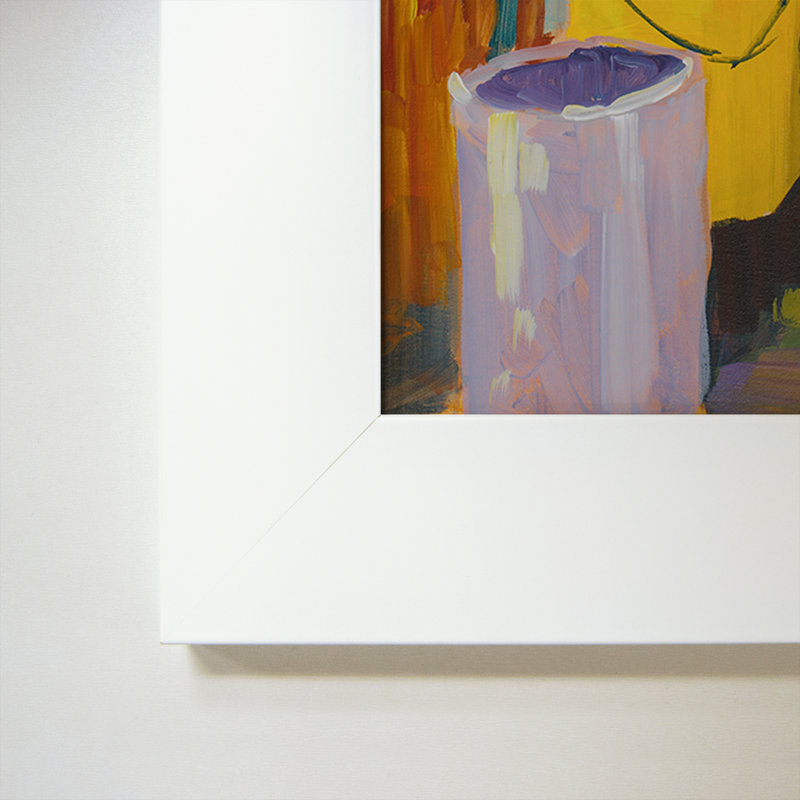 " Fishing I " by Jane Slivka, 49.5" H x 33.5" W x 1" D, White Frame