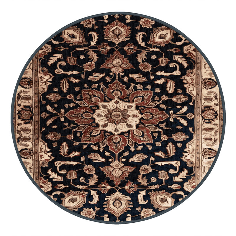 Tapis brun lavable à la machine, Rond 8 pi