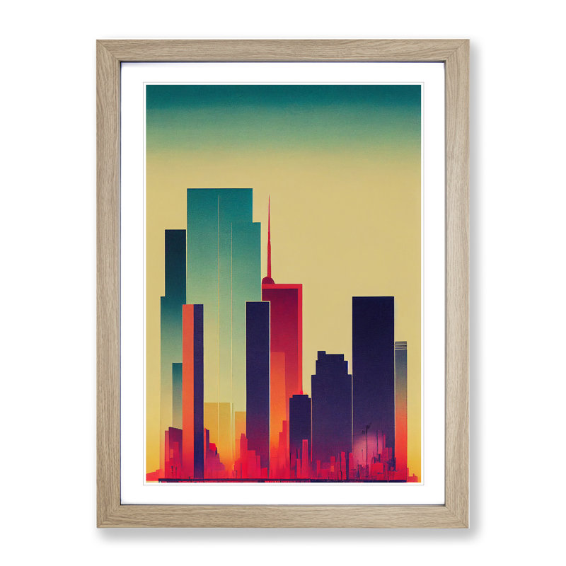 Sweet City Skyline Abstract - Framed Print, Oak Framed, 34cm H x 25cm W x 2cm D