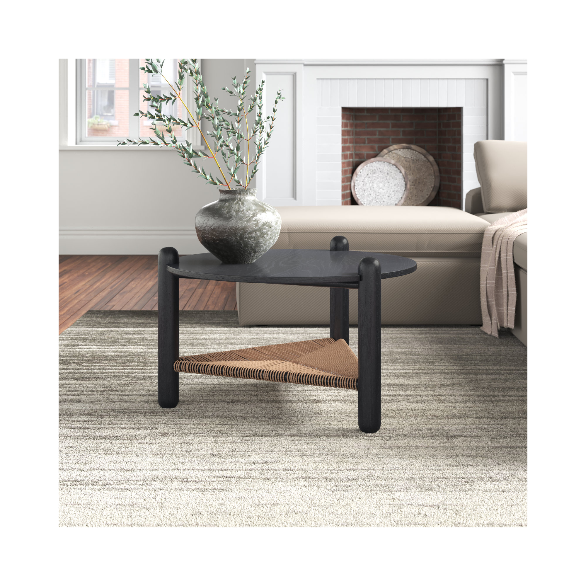 Trish Coffee Table, Black, Wood Black