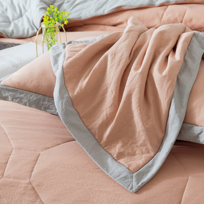 Satin Comforter, Peach, Queen Comforter + 2 Shams