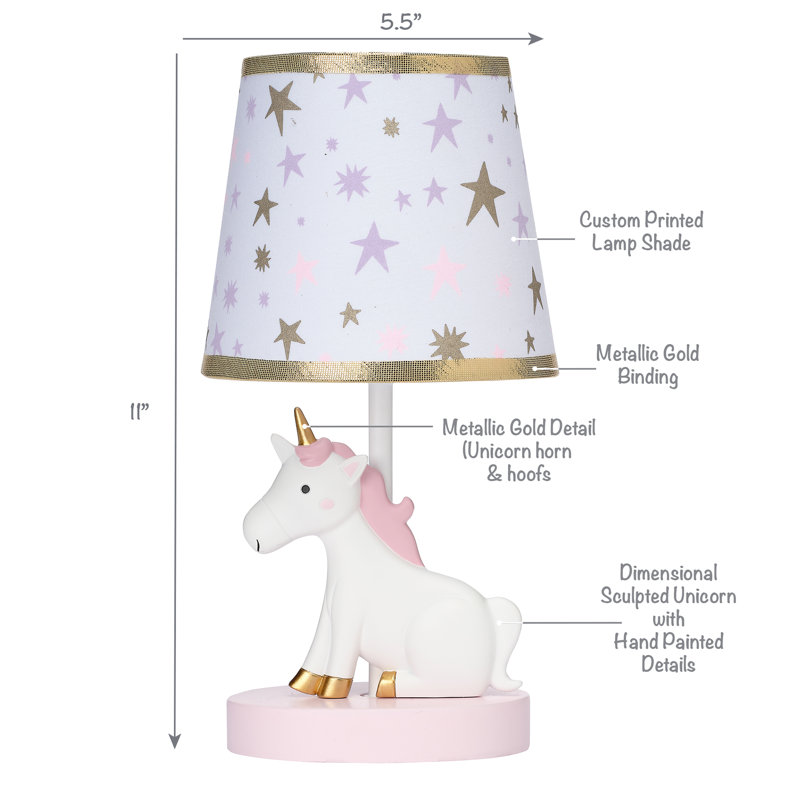Lampe licorne arc-en-ciel avec abat-jour et ampoule