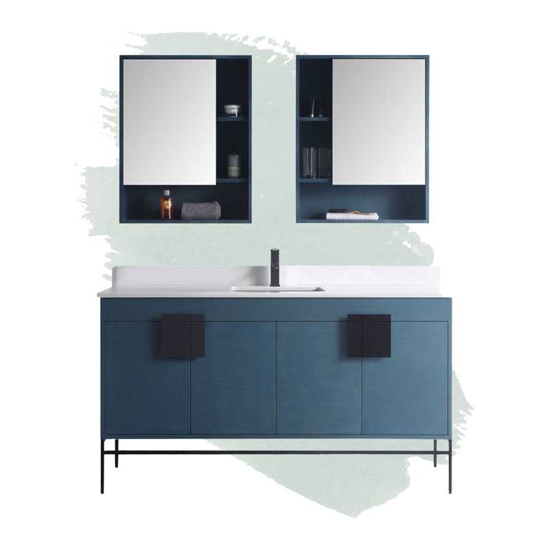 Ensemble de meuble-lavabo simple 60 po Maisie, Noir, Bleu français
