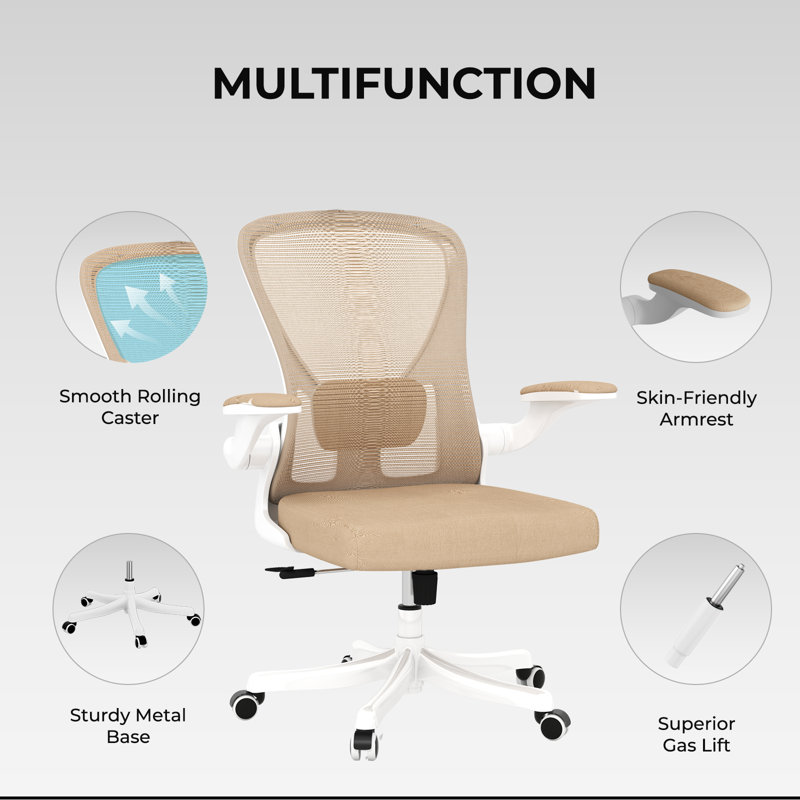 Task Chair, White/Khaki