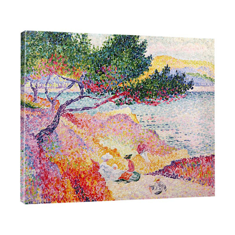 « la plage de saint-clair » par henri edmond, H 24 po x l 30 po x P 1,25 po, Toile