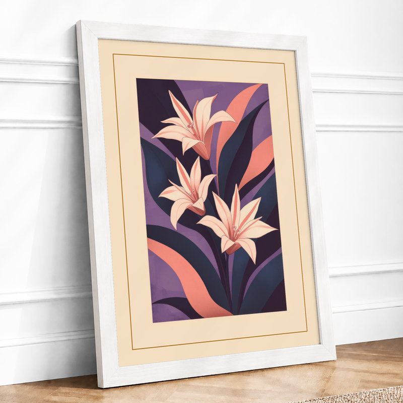 Lilies in Bloom Botanical - Framed Print, A3 - 42.0 x 29.7 cm, White