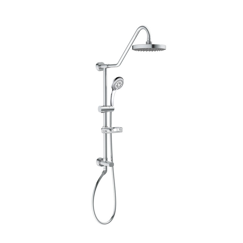 Système de douche à pluie 8 po avec barre coulissante et porte-savon intégré Kauai III, Chrome chrome