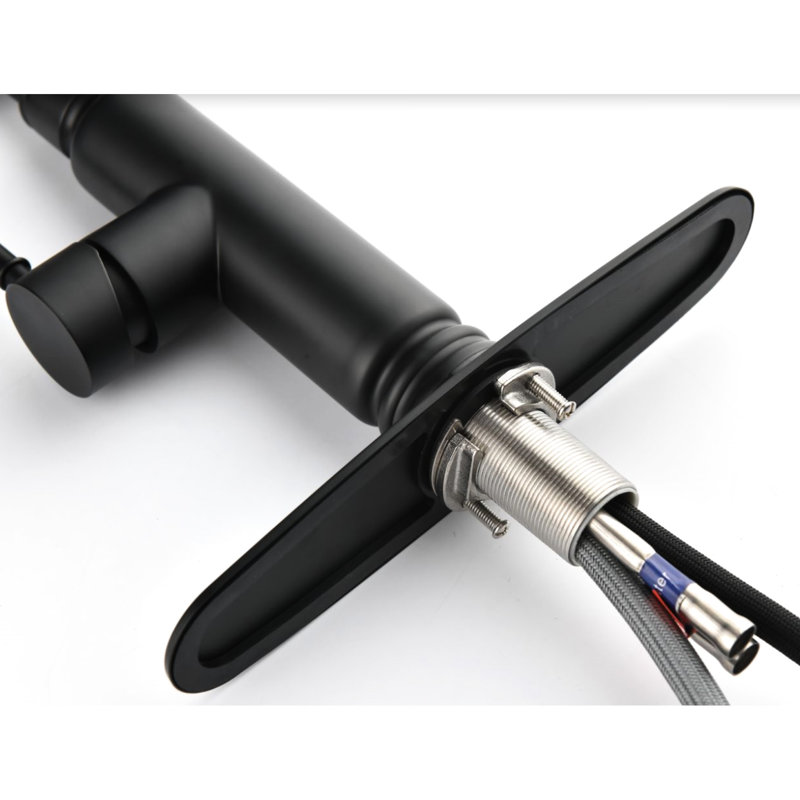 Robinet de cuisine tactile avec douchette rétractable en noir mat, acier inoxydable, bec rotatif à 360 degrés pour un nettoyage complet de l'évier, résistance à la corrosion et à la rouille, eau simple