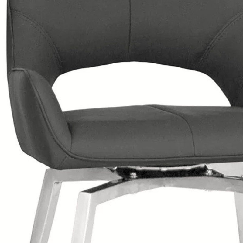 Leather Upholstered Parsons Chair in Drak Grey