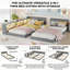 Base de lit convertible pour lit simple à très grand lit avec bibliothèque, lits de plancher à profil bas avec éclairage et station de charge-1885820717