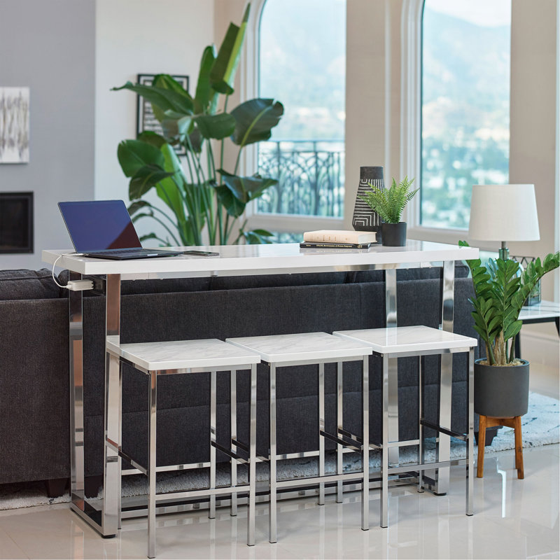 White Marble 4-Piece Dining Set