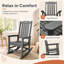 Fauteuil à bascule Adirondack d'extérieur gris en PEHD résistant aux intempéries avec dossier haut confortable (paquet de 1)-121972748