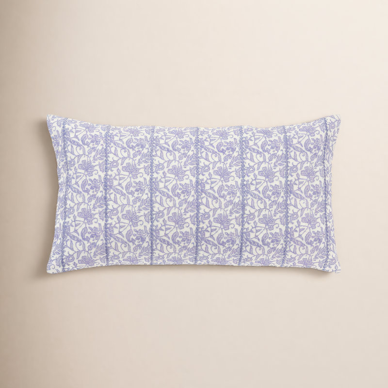 Kalon Embroidered Cotton Throw Pillow, Blue/White