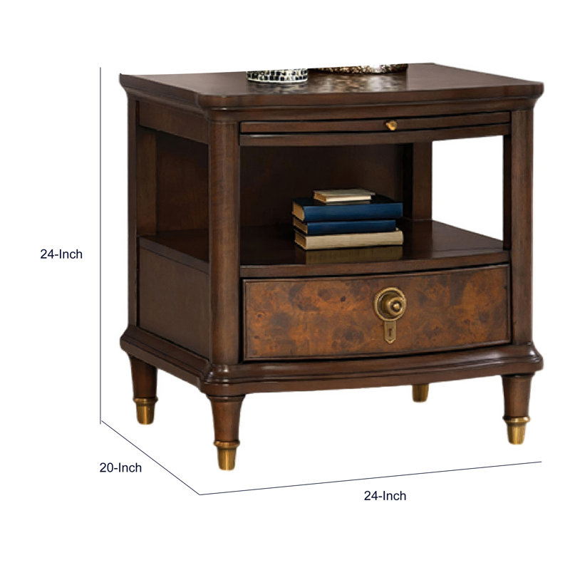Table de bout Raam, plateau de 24 pouces avec tablette inférieure, brun cerise foncé
