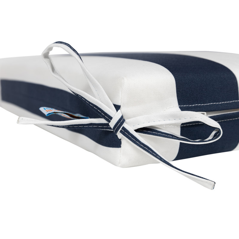 Outdoor 3'' Seat Cushion, Navy/White