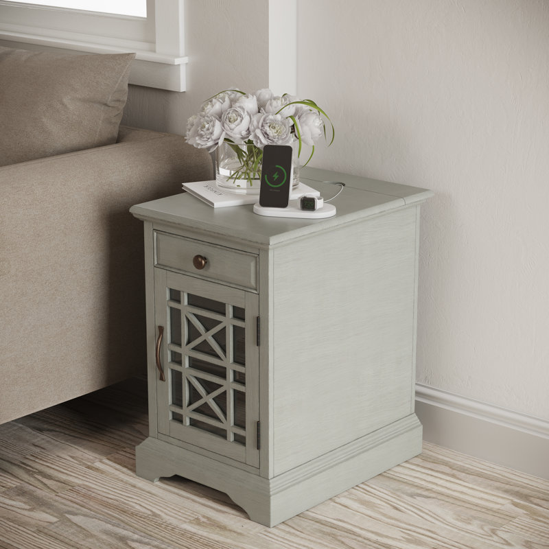 USB Charging Accent Cabinet, Earl Gray