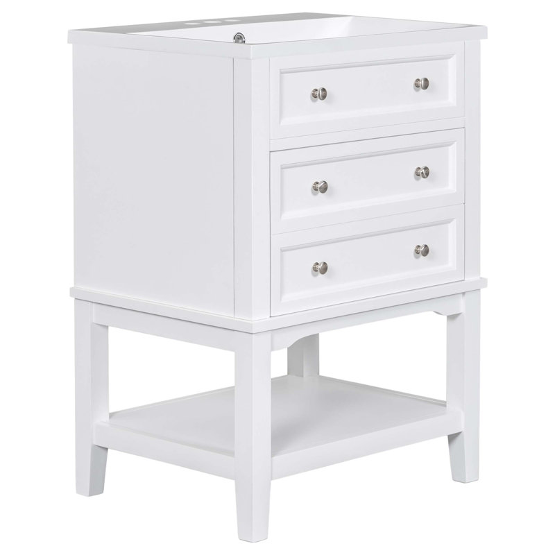 Ensemble de meuble-lavabo simple autoportant 24 po avec plateau en céramique Stearl