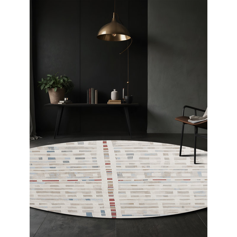 Tapis gris lavable à la machine, Rond 6 pi