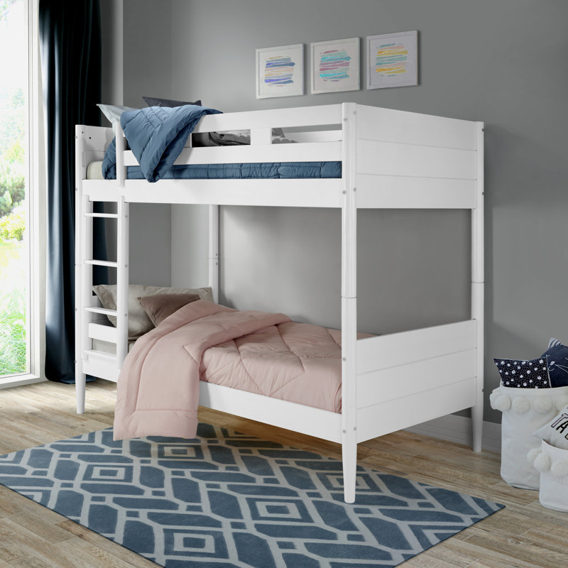 Lit superposé simple en bois massif Florala, Blanc