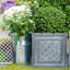 Square Planter | Lattice Grey Reinforced Stone Heritage Style Lazio Garden Planter With Drainage Holes, 38 Litres-185433061