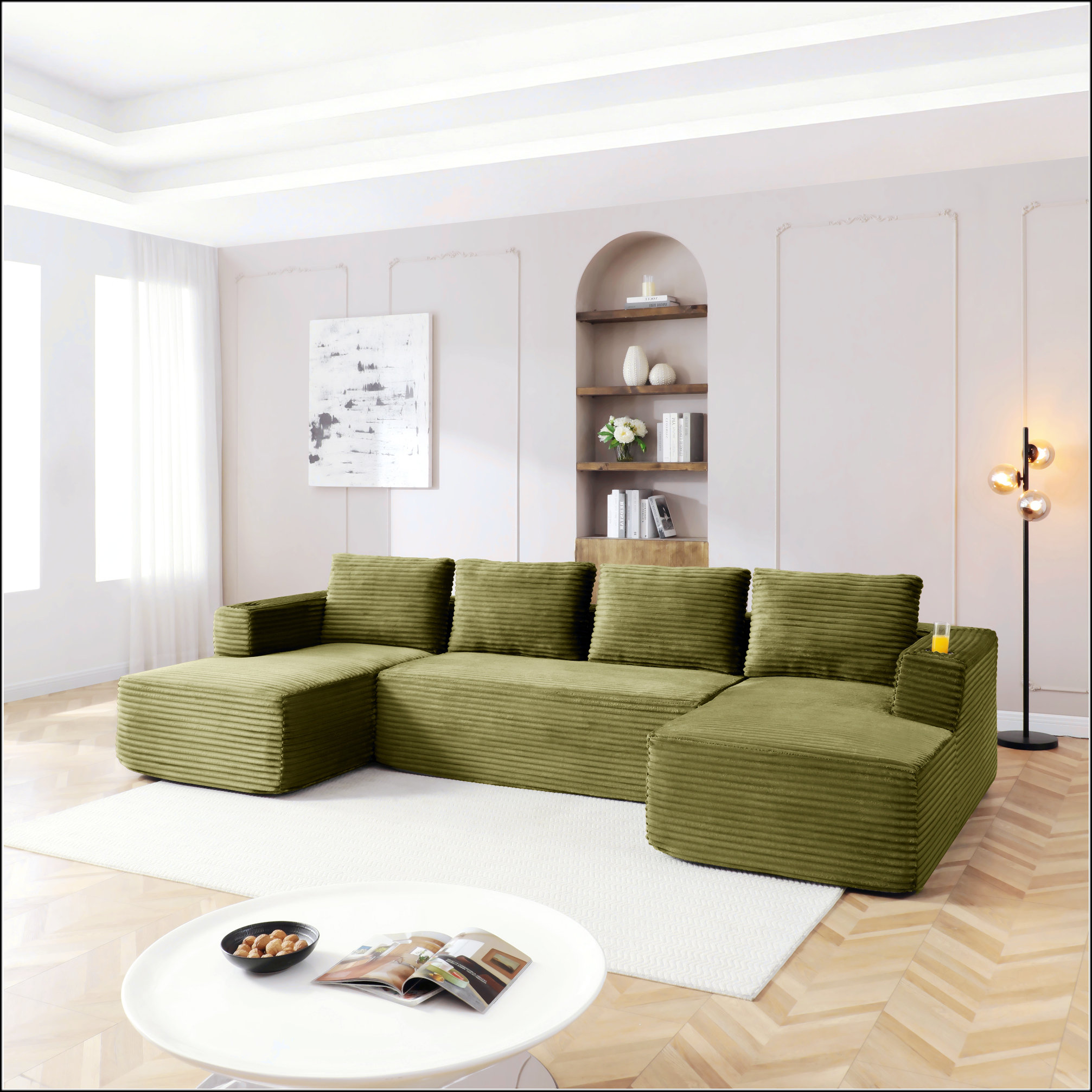 Latitude Run® 132 Inch Oversized Cloud Boneless Sofa With Chaise ...