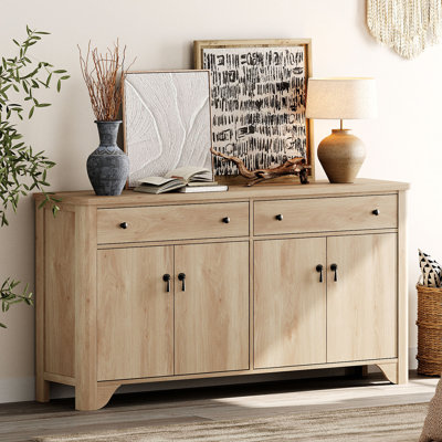 Armoire décorative 4 portes avec tablette réglable, armoire de rangement pour la salle à manger Haikey