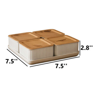Ensemble de pots avec plateau de service (4 pièces)