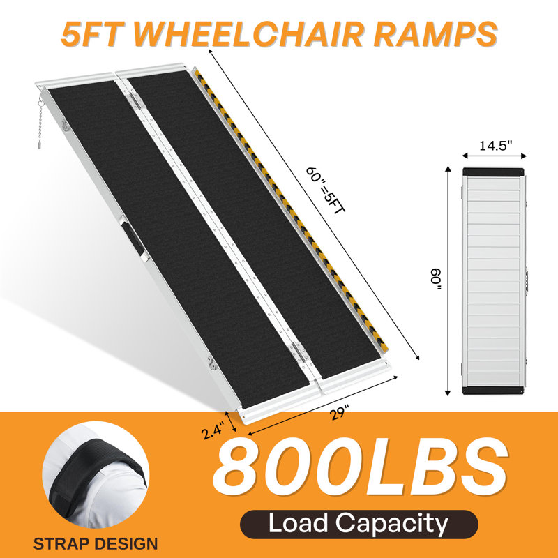 60/72/84/96/120'' L Portable Wheelchair Ramp For Doorways, Wheelchair Ramps For Home Steps, Stairs, Curbs, Scooter, Entrance