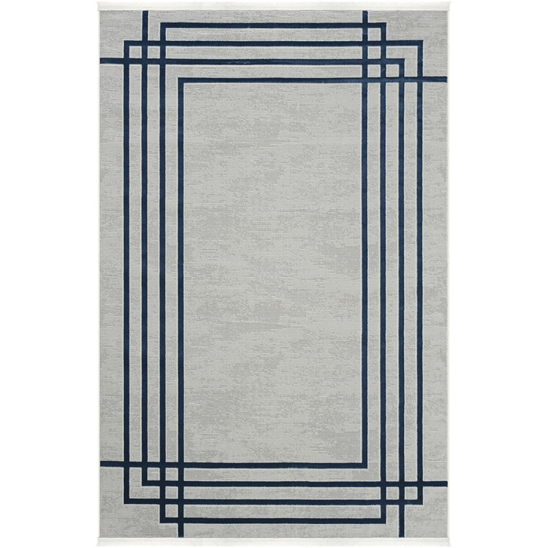 Rileah Geometric Machine Made Indoor / Outdoor Area Rug, Rectangle 3'3" x 6'7"