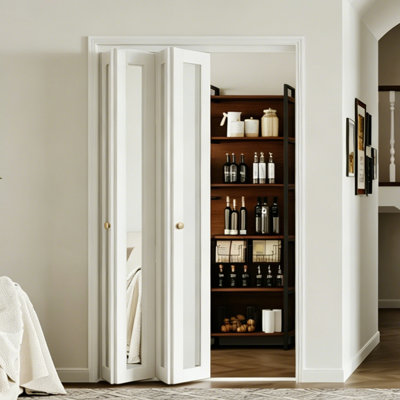 Full Lite Mirrored Design Mutil Fold Interior Bifold Doors With Hardware Included