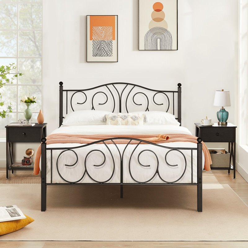 Alsa Steel Piece Bedroom Set, Black, Queen