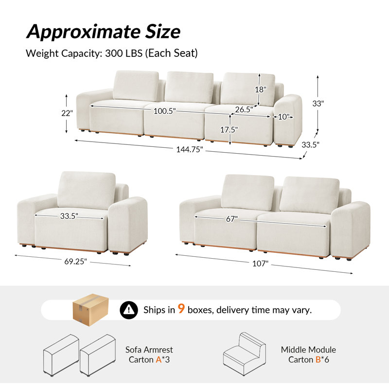 Lavallette Sofia Sectional Sofa, Beige