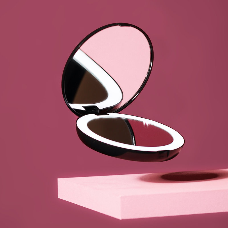 Lumi Mini 4" Black LED Lighted Magnifying Travel Mirror