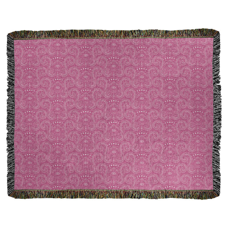 Couverture tissée Katelyn Elizabeth, l 60 po x L 80 po, Rose / blanc