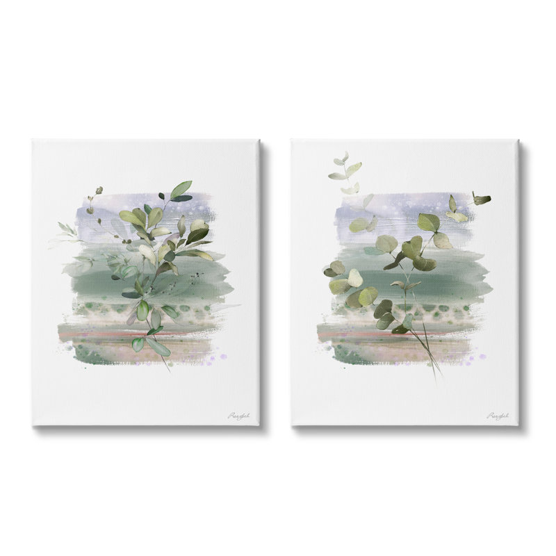 Reproduction de 2 brins botaniques modernes sur toile, 2 pièces, par Roozbeh, H 30 po x l 24 po x P 2 po