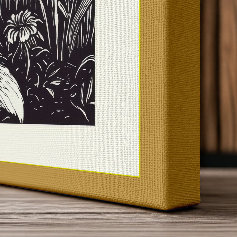 Fox Among Wildflowers Botanical - Wrapped Canvas, 30x20 - 76.2 x 50.8 cm, Ochre Border