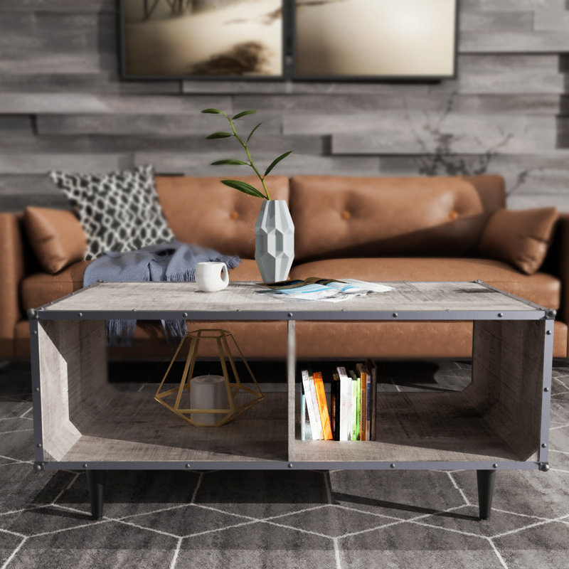 Table basse avec rangement Dayshanay, Gris