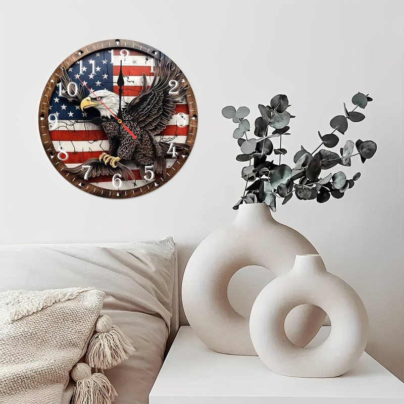 Horloge murale en bois 10 po, mouvement silencieux, à piles (piles AA non incluses), décor artistique, parfait pour les décorations