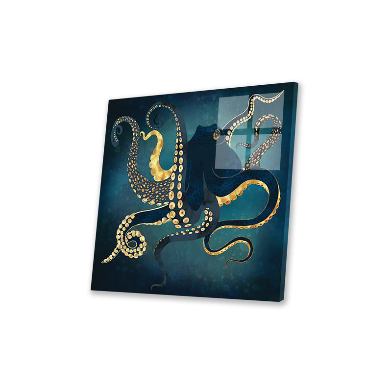 Pieuvre métallique imprimé iv sur verre acrylique, H 24 po x l 24 po x P 0,25 po