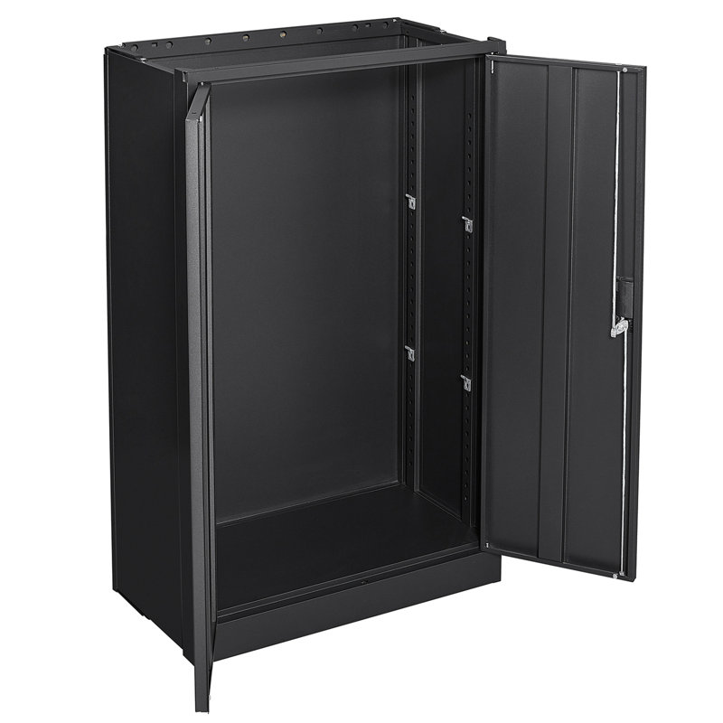 Metal Storage Cabinet With Locking Doors And Adjustable Shelf, Black