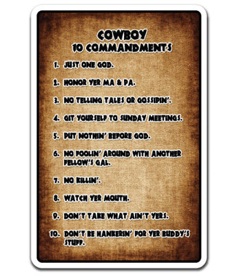 Enseigne de cowboy 10 commandements