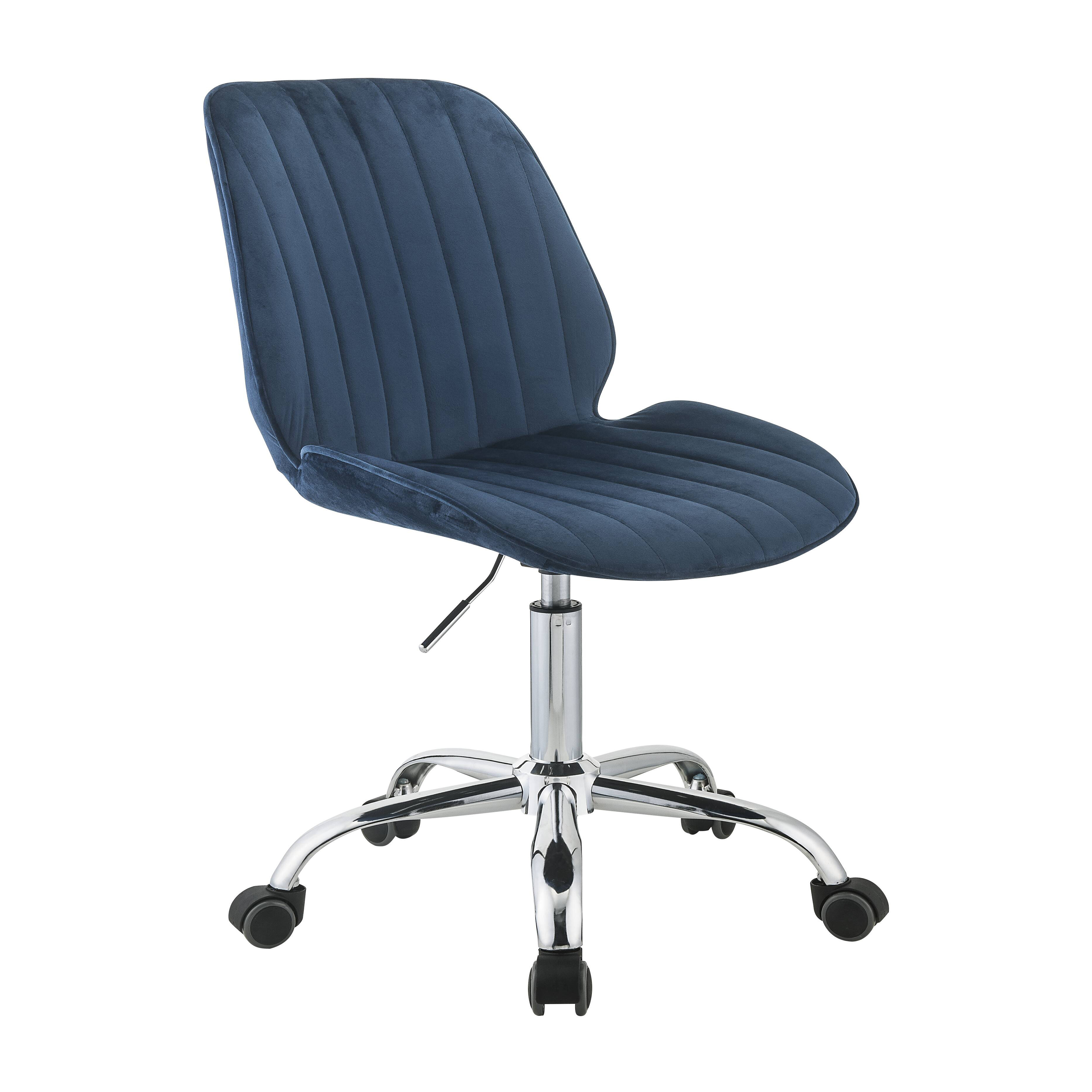 Mercer41 Office Chair, Twilight Blue Velvet & Chrome | Wayfair