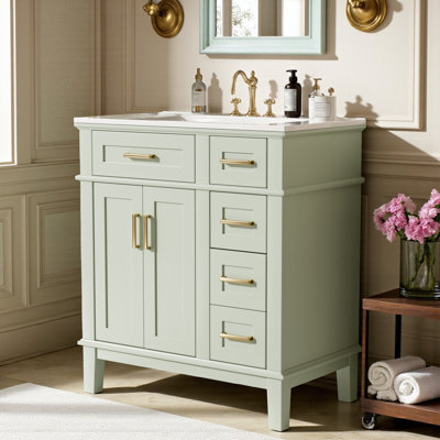 30" Single Bathroom Vanity With Ceramic Top