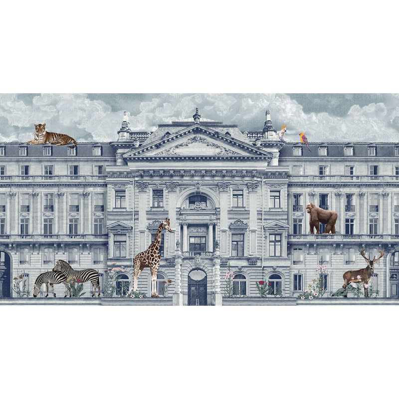 Papier peint animaux de zoo Urban Safari, L 110 po x l 204 po, Bleu
