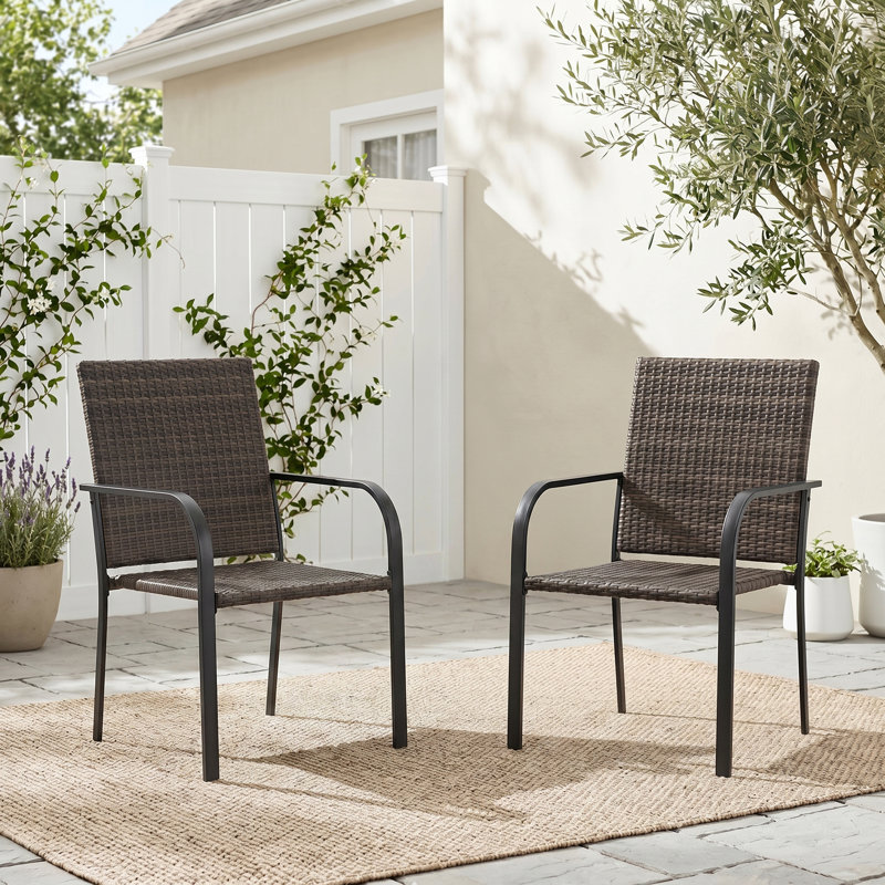  Stackable PE Wicker Patio Dining Chairs