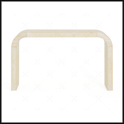 52 Inch Wood Console Table With Curved Edge, Natural Texture, Perfect For Entryways And Living Rooms