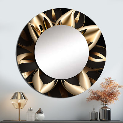 Glamourous Lily On Black III - Floral Lily Round Mirror Wall Decor