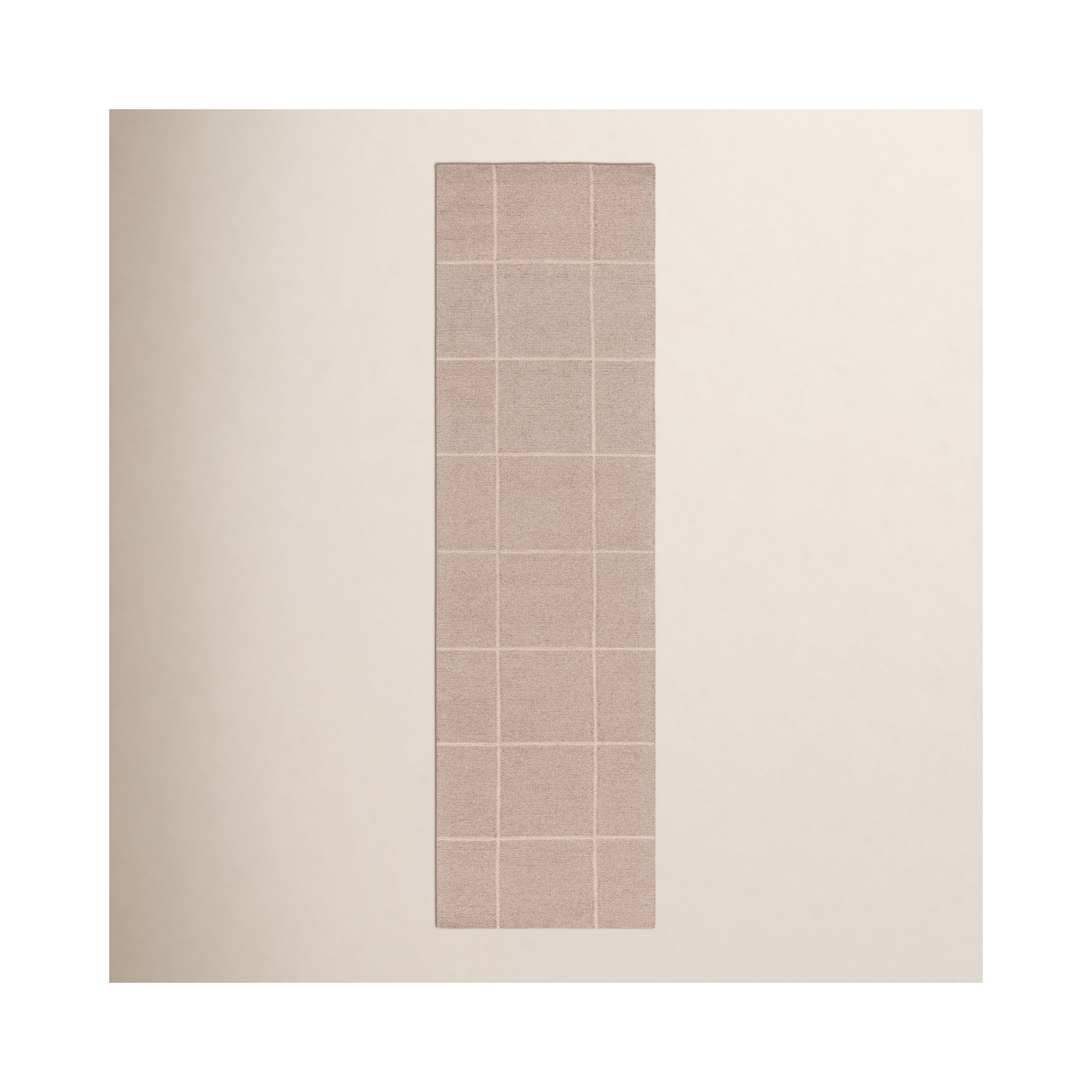  300 Hand Tufted Wool/Cotton with Latex Geometric Rug in Beige, Runner 2'3" x 8'
